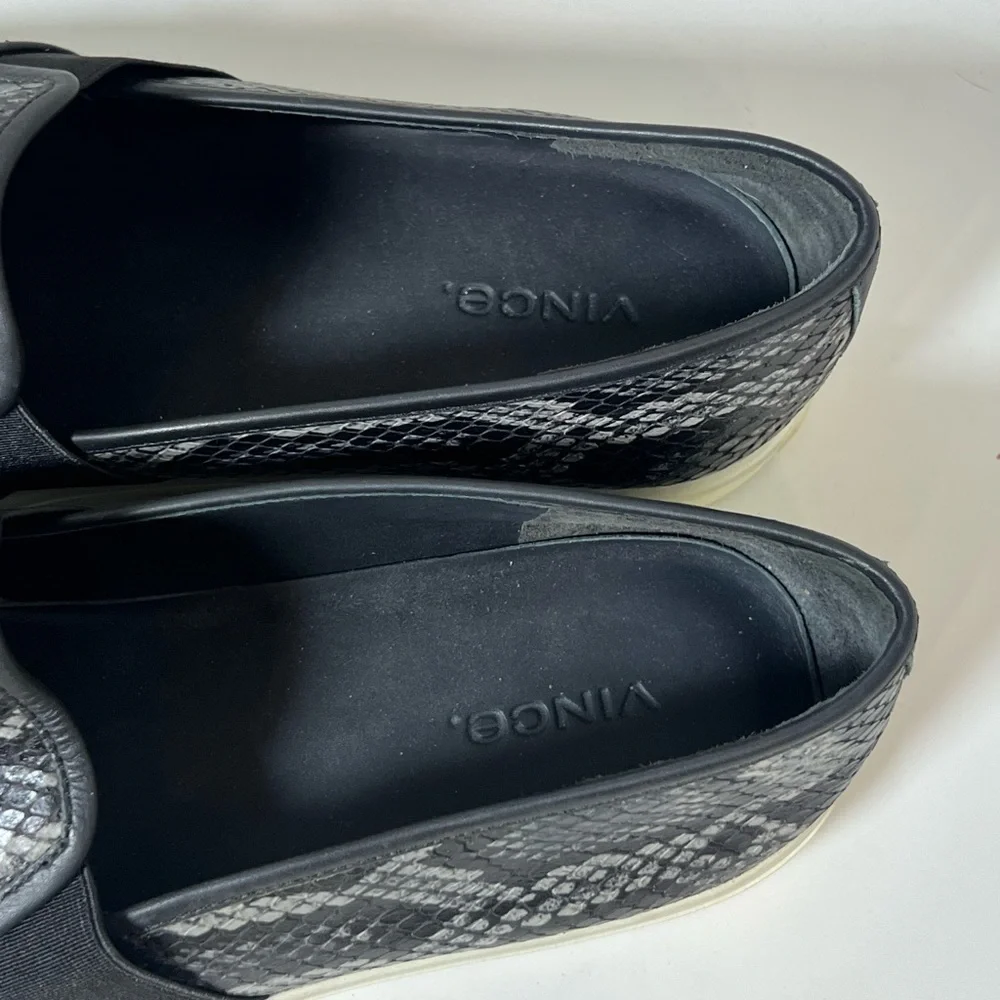 Vince Size 10 Blair Snakeskin Embossed Leather Granite Azzure Loafer Espadrille